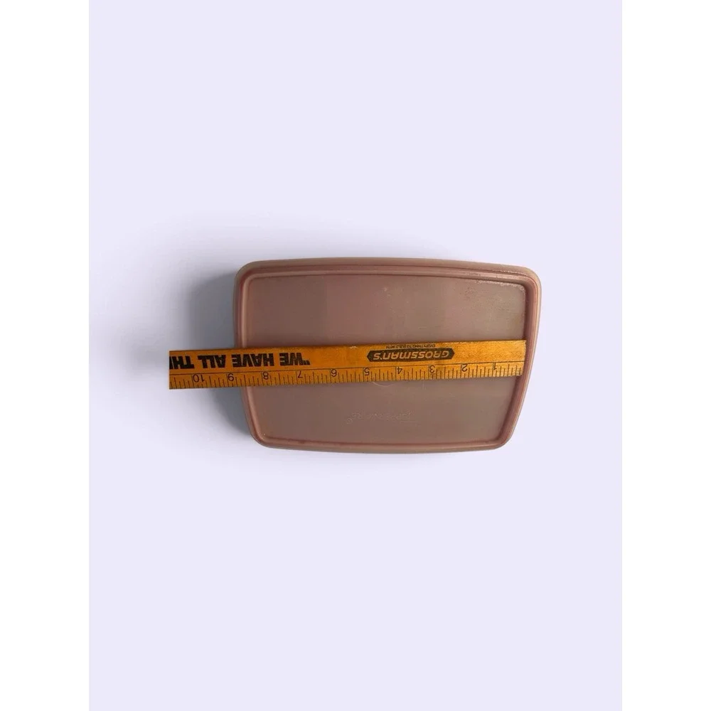 VTG Tupperware Red/Beige Rectangular Plastic Container Snap Lid 9 oz Stackable